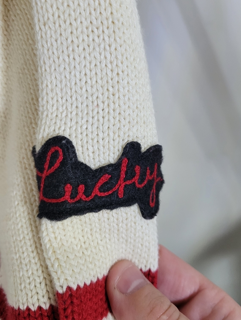 NWT Lucky Brand Cream & Red Striped Crewneck Sweater, Size XL - Picture 7 of 9
